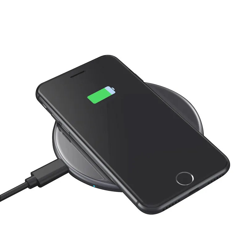 „Crong PowerSpot“ greitasis belaidis įkroviklis – 15 W aliumininis USB-C „Qi“ belaidis įkroviklis su grūdinto stiklo danga (Shadow Black)
