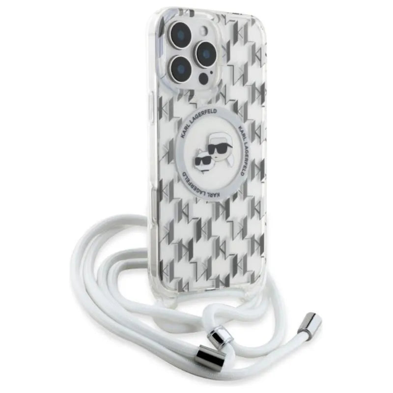 Karl Lagerfeld IML Crossbody Monogram Karl & Choupette Head MagSafe – dėklas iPhone 16 Pro Max (skaidrus)