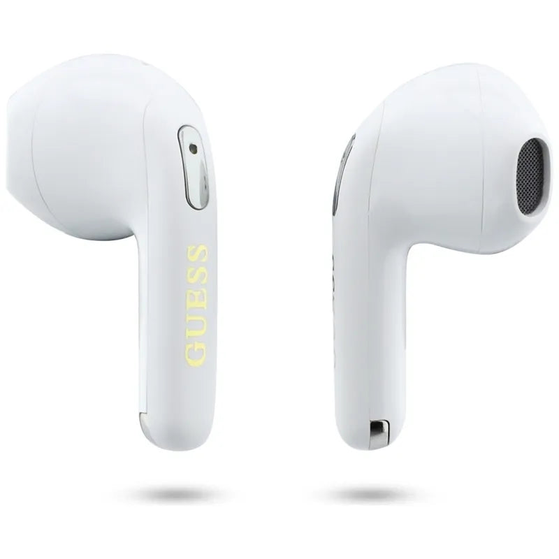 Guess Gold Line Triangle – TWS „Bluetooth“ ausinės + įkrovimo dėklas (baltos)