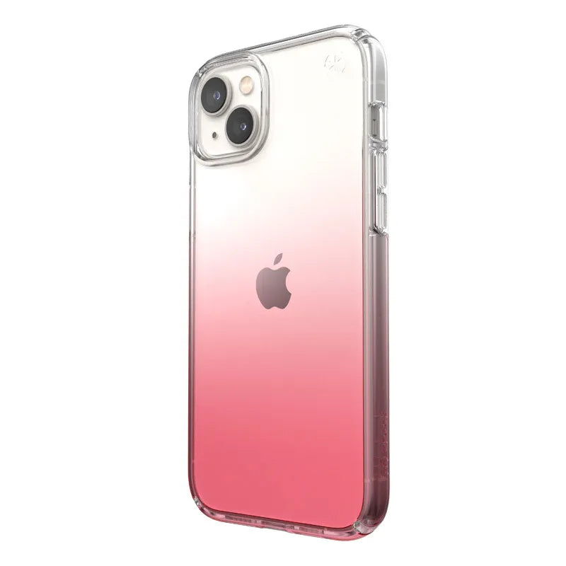 Speck Presidio Perfect-Clear + Ombre - iPhone 15 Plus / 14 Plus dėklas su MICROBAN danga (Skaidrus / Vintage Rose Fade)