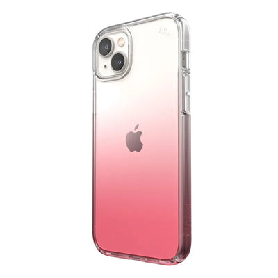 Speck Presidio Perfect-Clear + Ombre - iPhone 15 Plus / 14 Plus dėklas su MICROBAN danga (Skaidrus / Vintage Rose Fade)