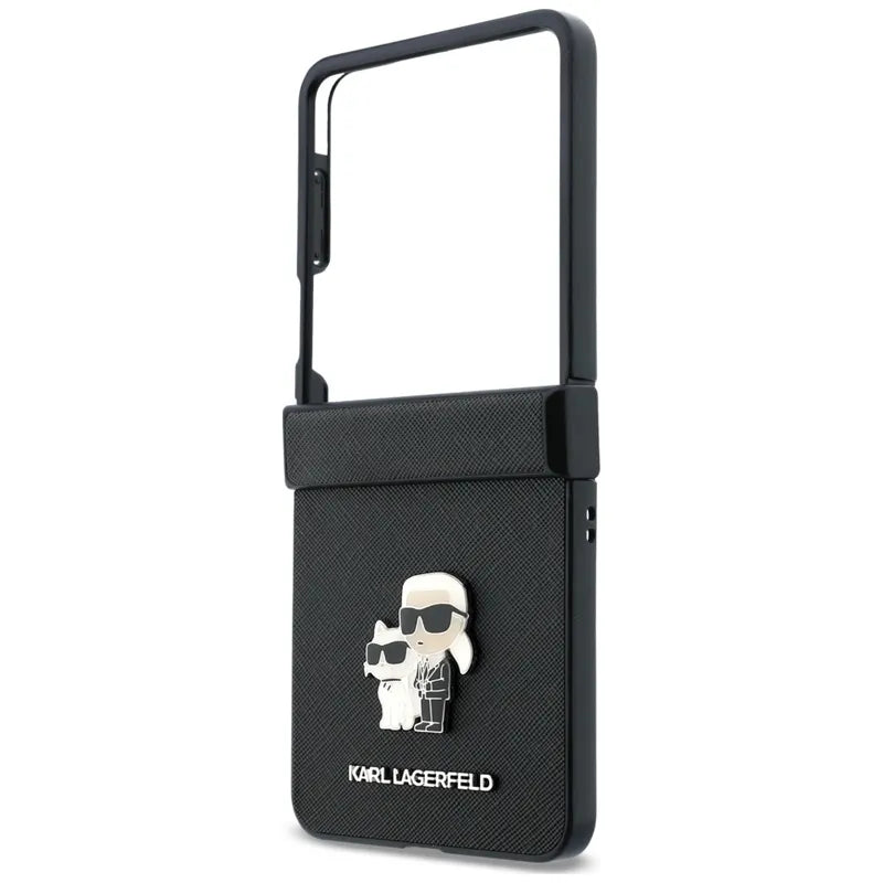Karl Lagerfeld Karl & Choupette Saffiano Pins – Samsung Galaxy Z Flip 8 dėklas (juodas)