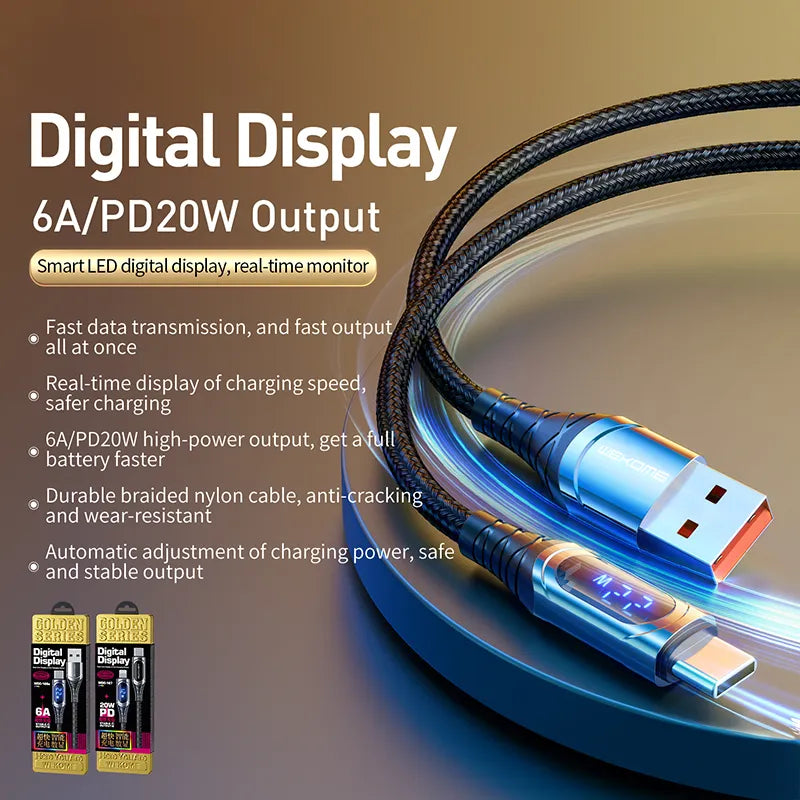 WEKOME WDC-166 Sakin Series - USB-A į Lightning 6A greito įkrovimo 1 m jungiamasis laidas (tamsiai pilkas)