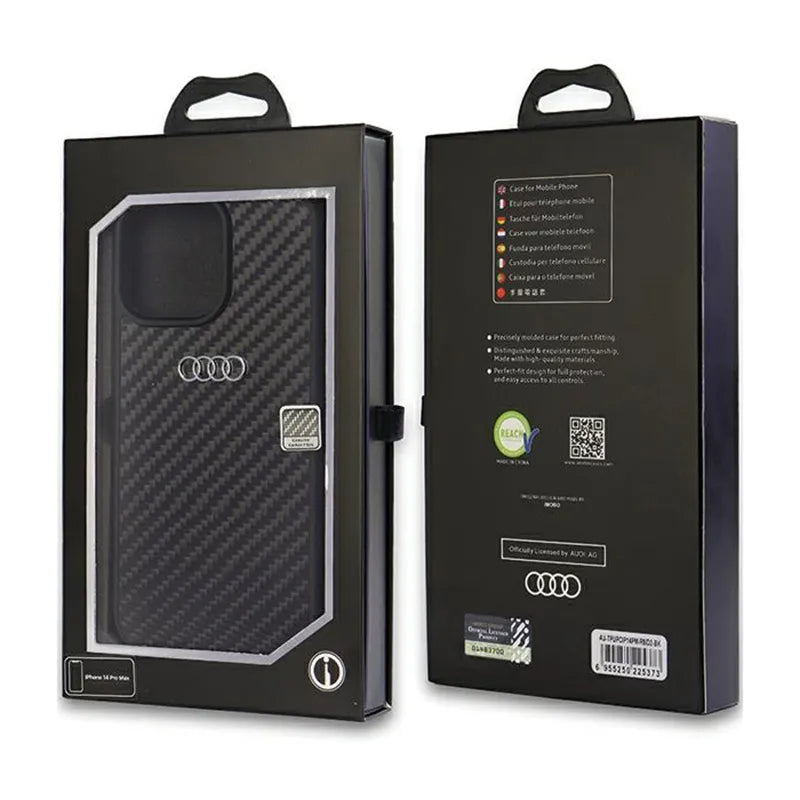 Audi Carbon Fiber – dėklas iPhone 14 Pro Max (juodas)