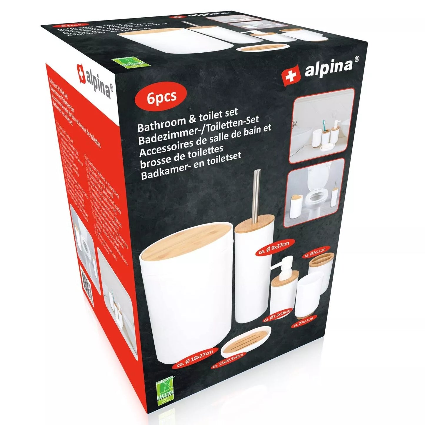 ALPINA vonios ir tualeto reikmenų rinkinys su bambuko akcentu, 871125212686