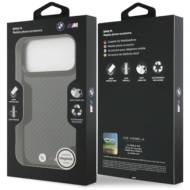 BMW M Kevlar Matt MagSafe – dėklas iPhone 17 Pro Max (juodas)