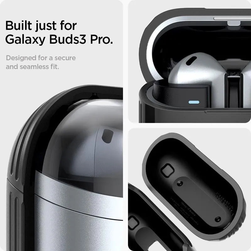 Spigen Rugged Armor – Dėklas Samsung Galaxy Buds 3 / 3 FE / 3 Pro (Matinė juoda)