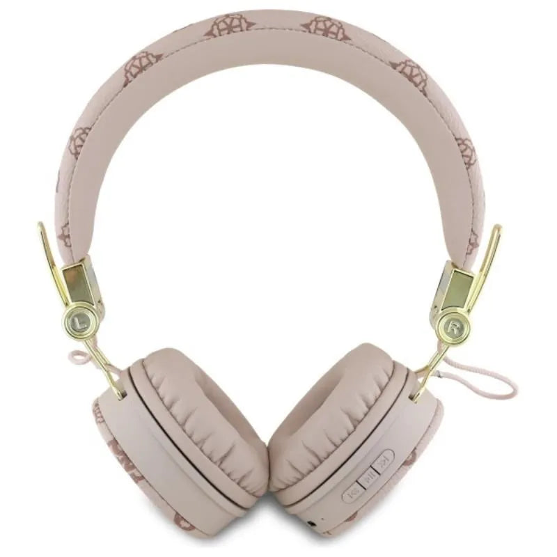 Guess Peony Script Round Shape – belaidės ant ausų dedamos „Bluetooth“ ausinės su ENC (rudas)