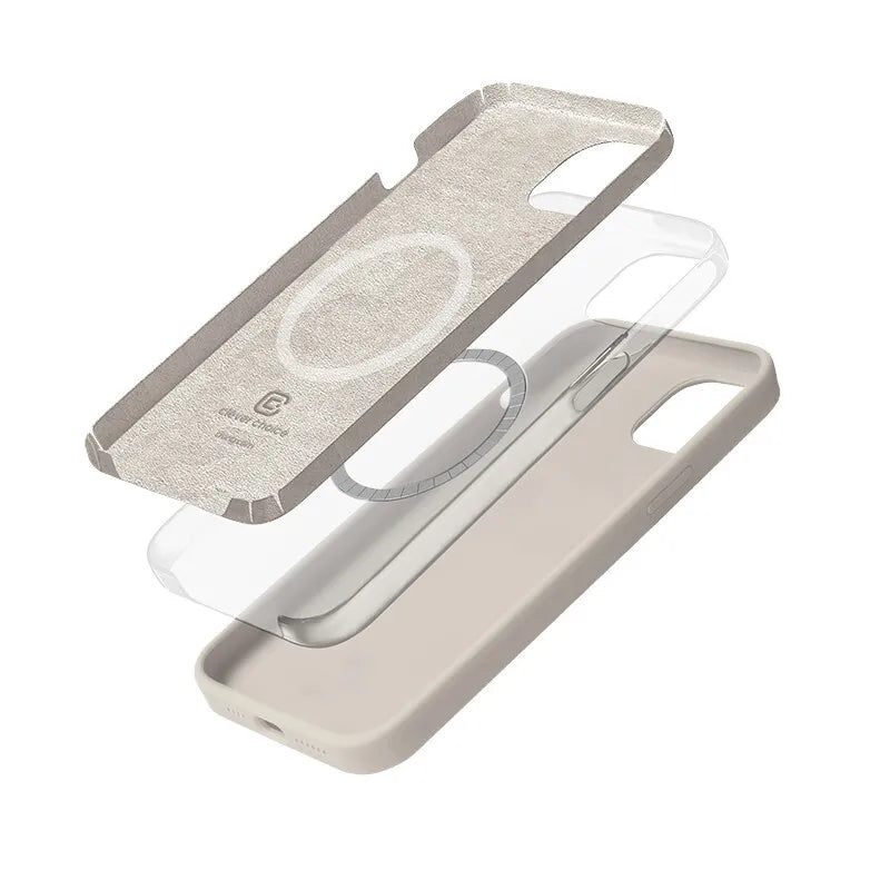 Crong Color Cover Magnetic – „MagSafe“ dėklas, skirtas „iPhone 14 Plus“ (Stone Beige)