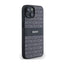 DKNY Leather Mono Stripe & Metal Logo – dėklas iPhone 15 / 14 / 13 (juodas)