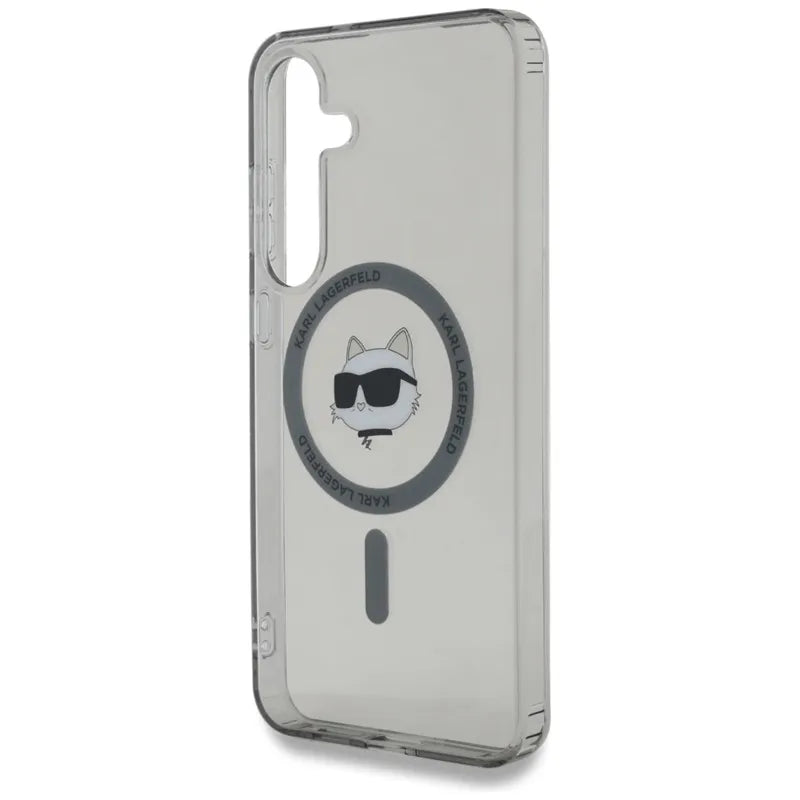 Karl Lagerfeld Button Choupette Head Printed Logo MagSafe – dėklas Samsung Galaxy S25 (juodas)