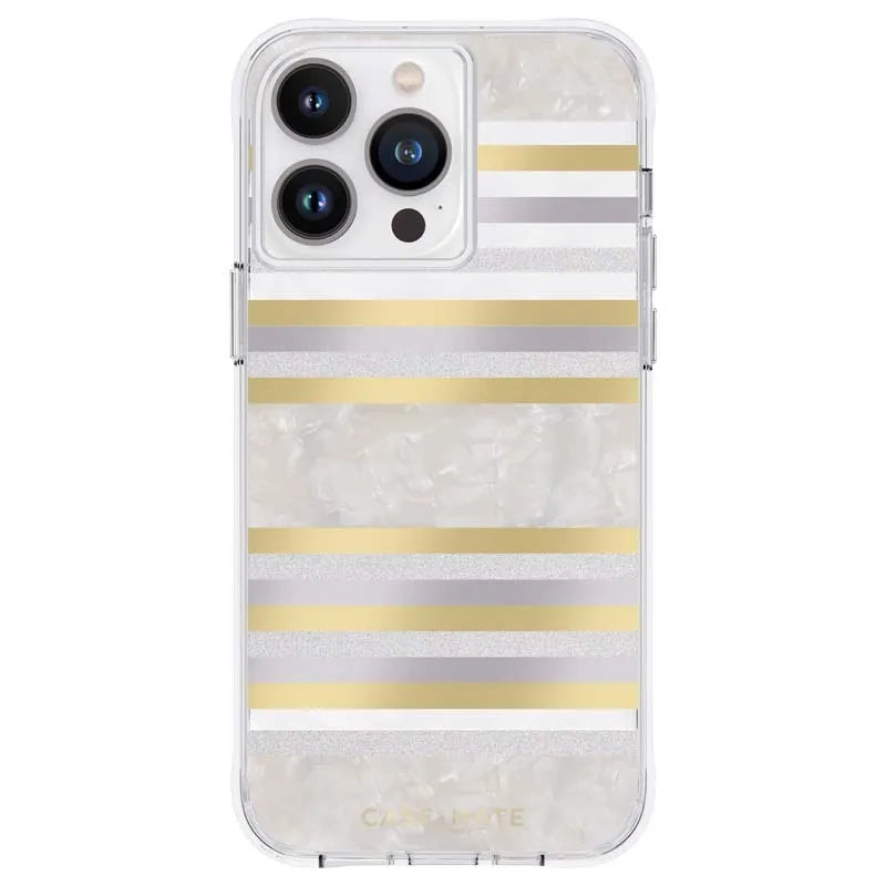 Case-Mate Pearl Stripes MagSafe – perlamutru dekoruotas dėklas, skirtas iPhone 14 Pro Max (Pearl Stripes)