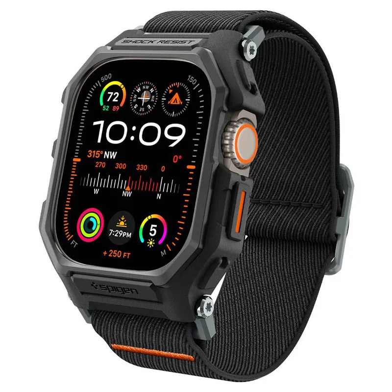 Spigen Lite Fit „Pro“ – dėklas su dirželiu, skirtas Apple Watch Ultra 1/2 49 mm (matinė juoda)