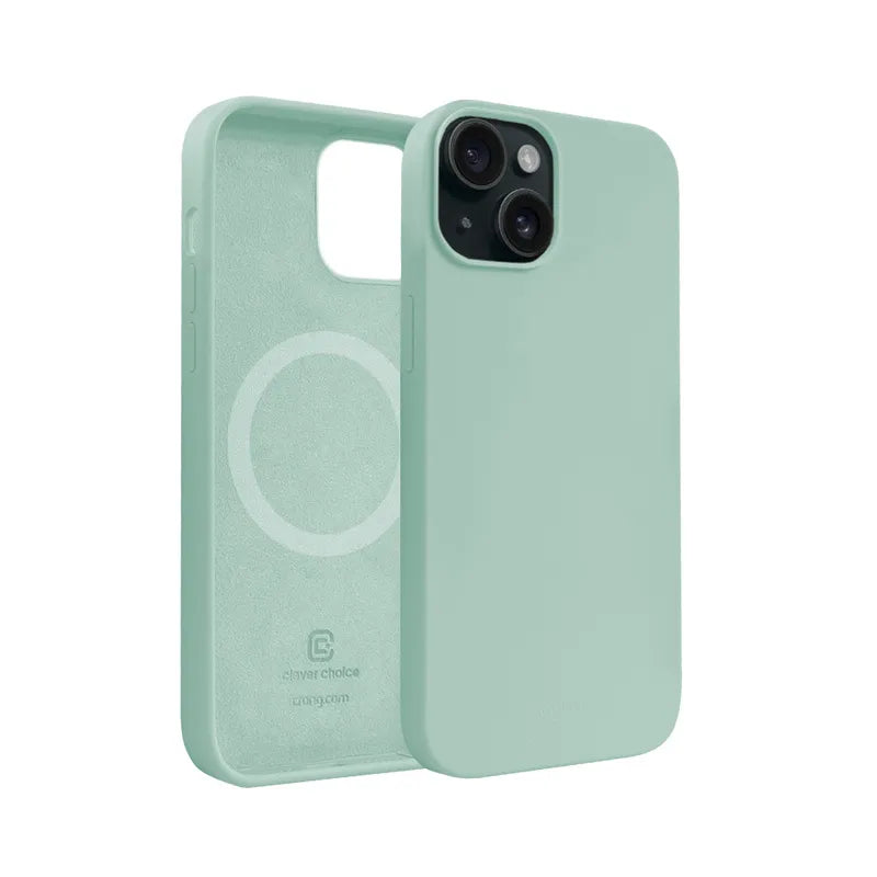 „Crong Color Cover Magnetic“ – „iPhone 15“ „MagSafe“ dėklas (mėtų spalvos)