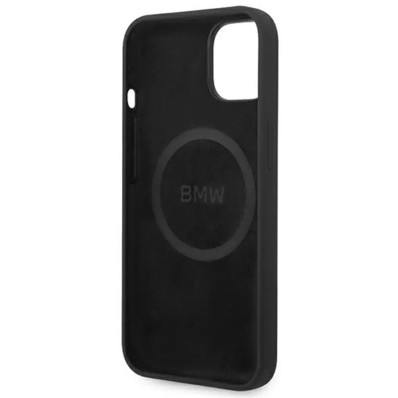 BMW Silicone Signature Logo MagSafe – dėklas iPhone 14 Plus telefonui (juodas)