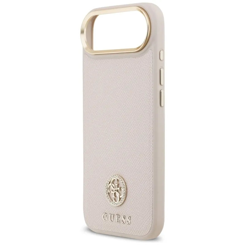 Guess Grained Strass Logo MagSafe – Dėklas iPhone Air (rožinis)