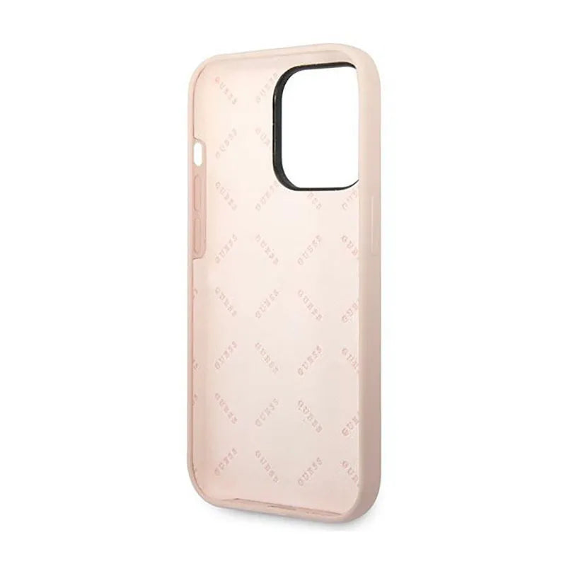 Guess Silicone Triangle Logo – dėklas iPhone 14 Pro Max (rožinis)
