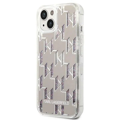 Karl Lagerfeld Monogram Liquid Glitter – dėklas, skirtas iPhone 14 Plus (sidabrinis)