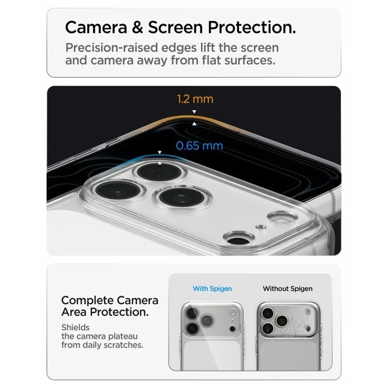 Spigen Ultra Hybrid – dėklas, skirtas iPhone 18 Pro / 17 Pro (skaidrus)