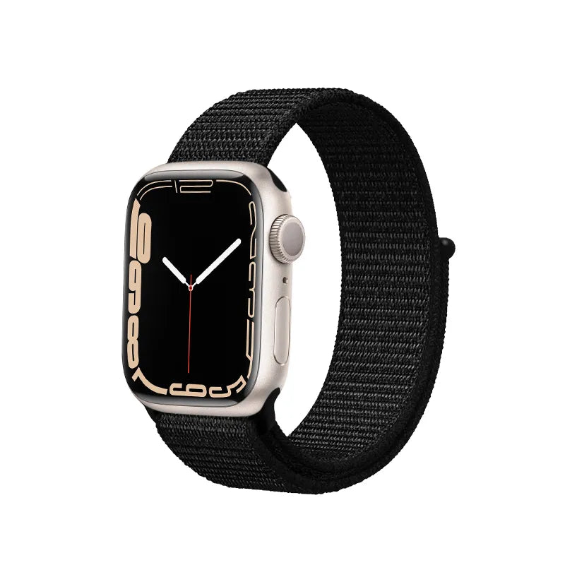 Crong Nylon Reflex – sportinis dirželis, skirtas Apple Watch 44/45/46/49 mm (juodas)