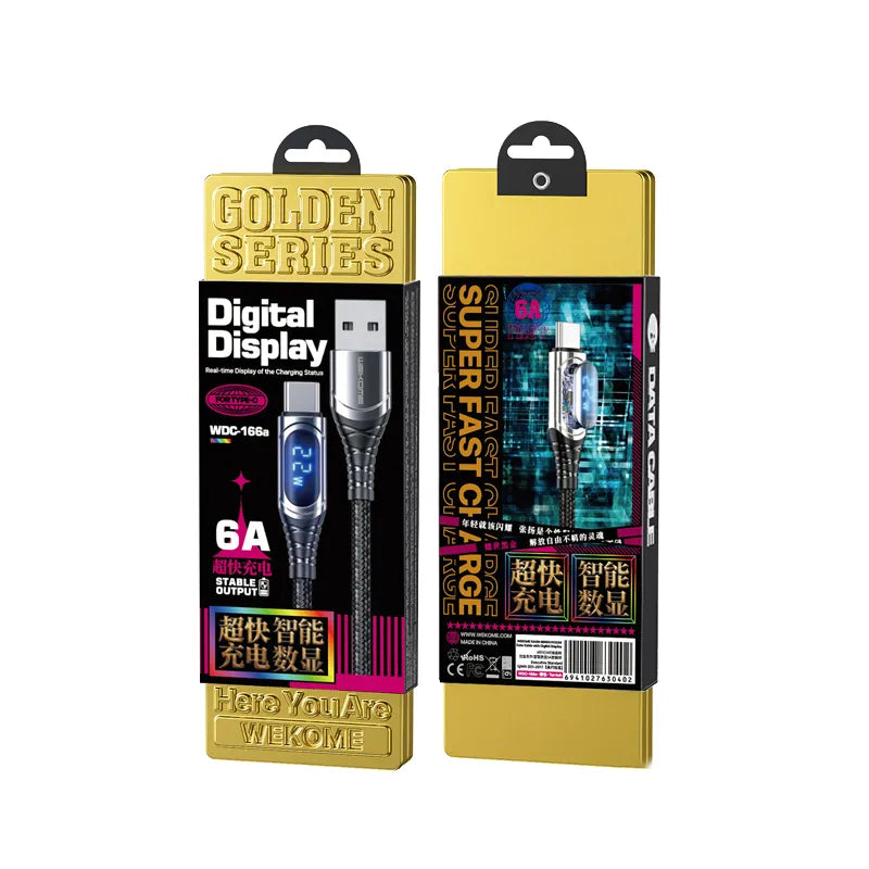 WEKOME WDC-166 Sakin Series - USB-A į Lightning 6A greito įkrovimo 1 m jungiamasis laidas (tamsiai pilkas)