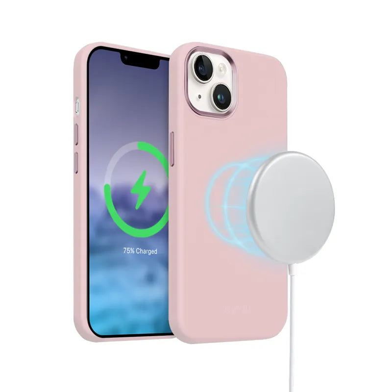 Crong Color Cover LUX Magnetic – „iPhone 15 Plus“ „MagSafe“ dėklas (rožinis)