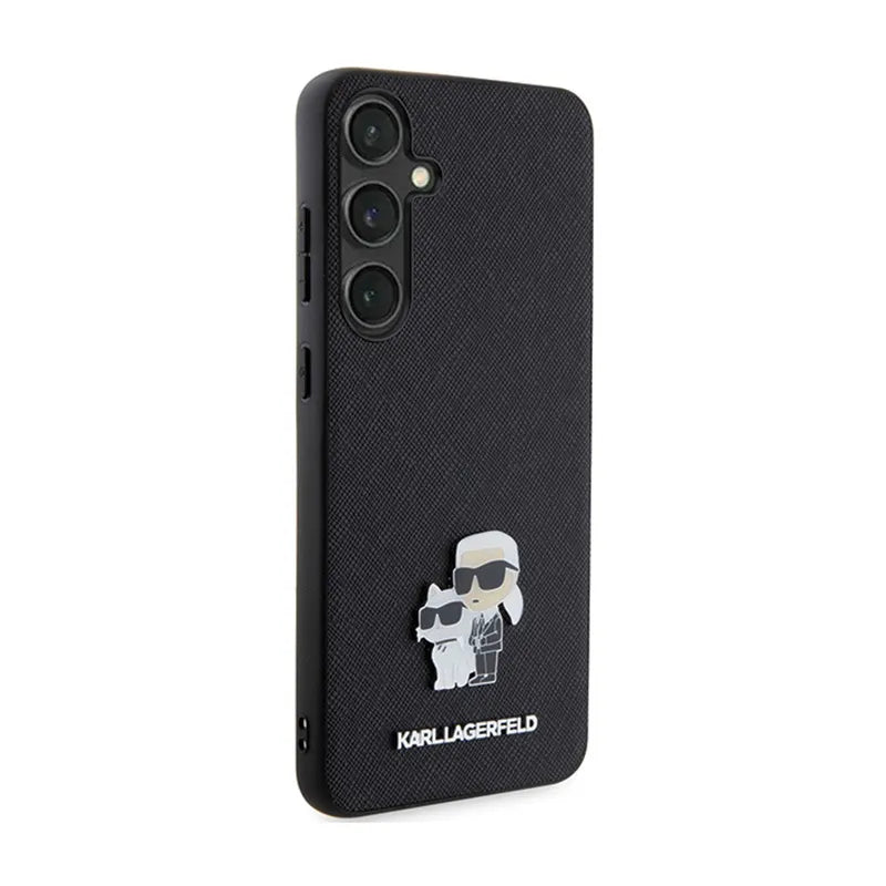 Karl Lagerfeld Saffiano Karl & Choupette Metal Pin – Samsung Galaxy S24 dėklas (juodas)