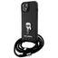 Karl Lagerfeld Crossbody Saffiano Monogram Ikonik Metal Pin – dėklas „iPhone 15“ (juodas)