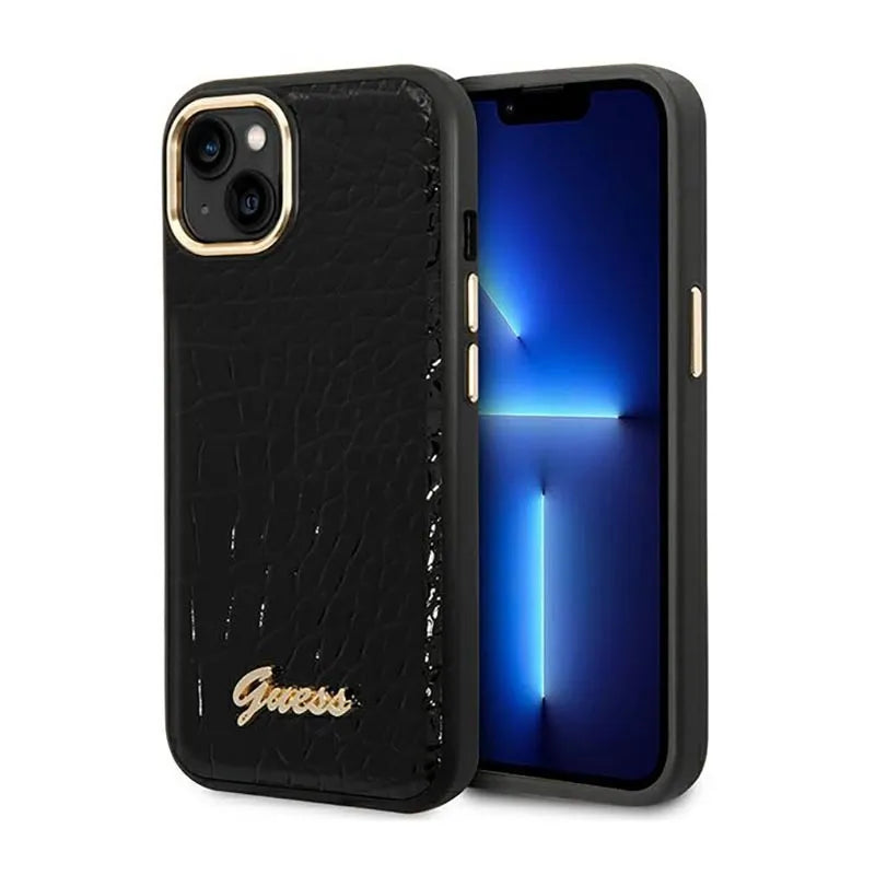 Guess Croco Collection – dėklas iPhone 14 Plus (juodas)