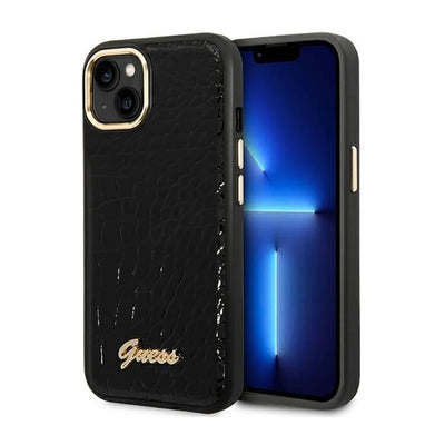 Guess Croco Collection – dėklas iPhone 14 Plus (juodas)