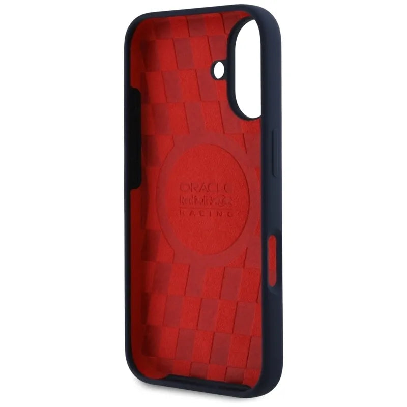 Red Bull HC Silicone Logo Red Lining MagSafe – iPhone 16 dėklas (tamsiai mėlynas)
