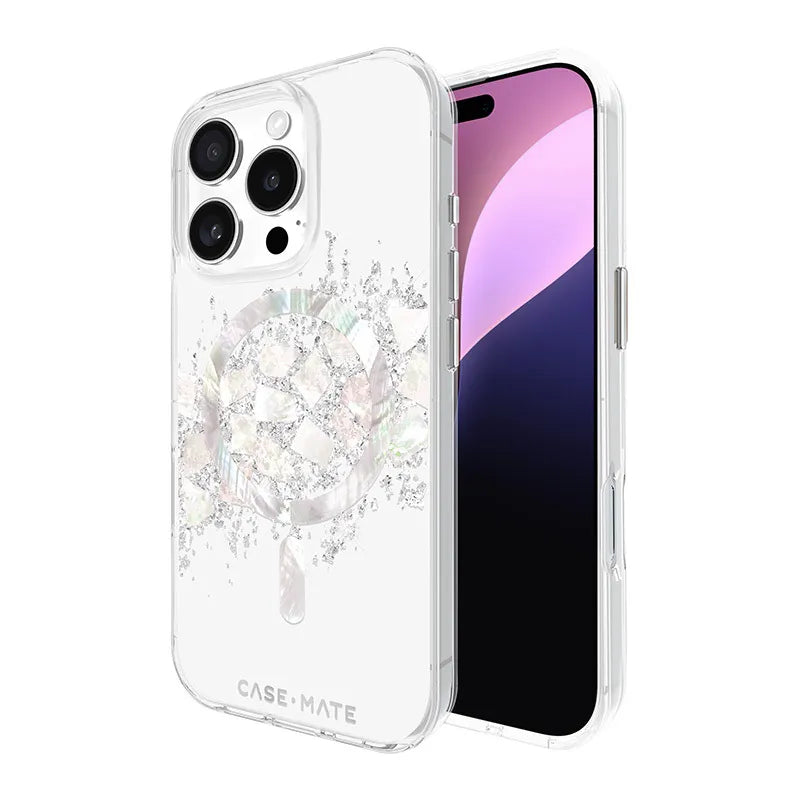Case-Mate Karat MagSafe dėklas, skirtas iPhone 16 Pro su perlamutro intarpais (A Touch of Pearl)