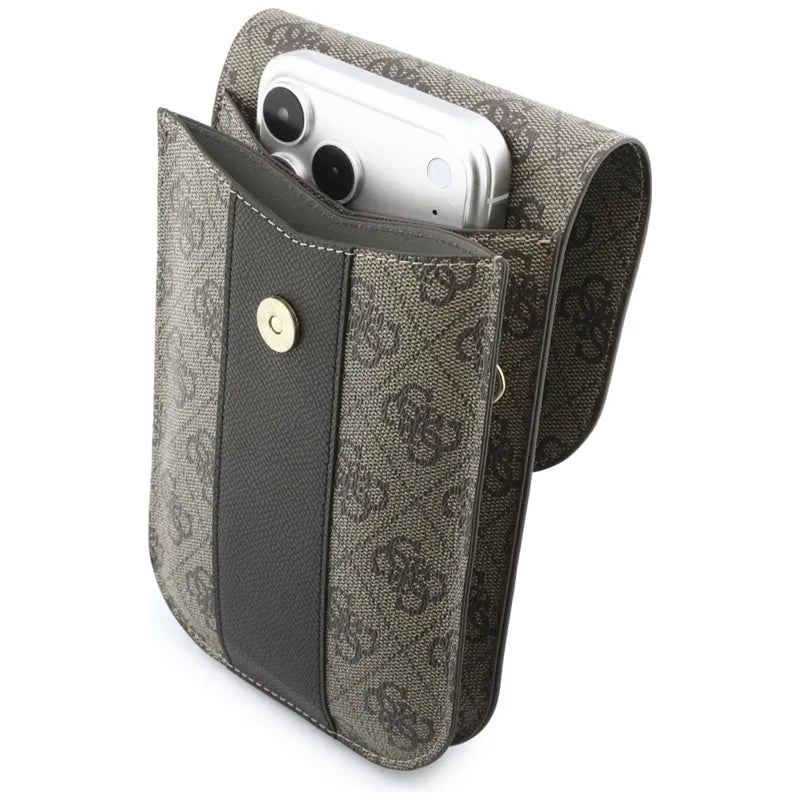 Guess 4G & Classic Logos Stripe Strap – telefono rankinė (ruda)