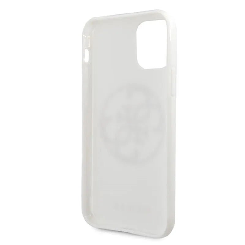 Guess Circle Glitter 4G – dėklas „iPhone 11 Pro Max“ (baltas)