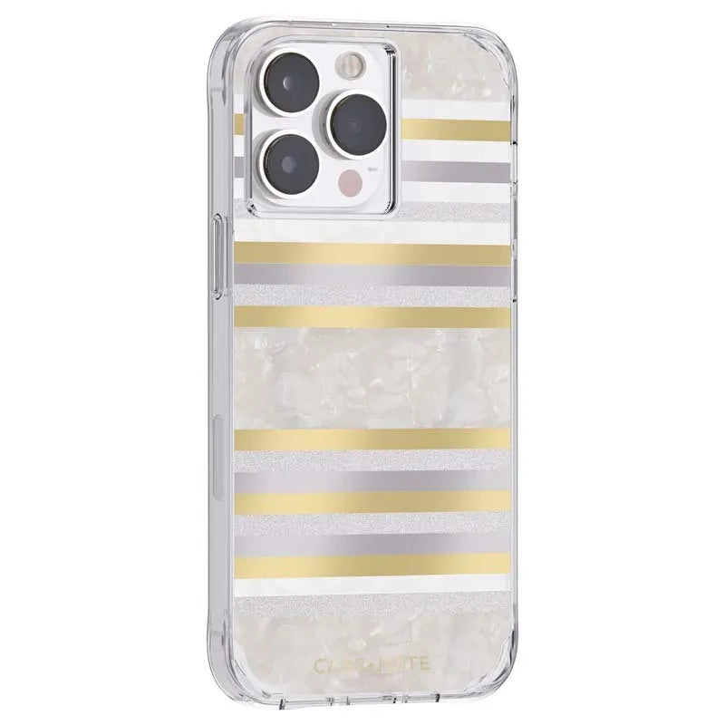 Case-Mate Pearl Stripes MagSafe – perlamutru dekoruotas dėklas, skirtas iPhone 14 Pro Max (Pearl Stripes)