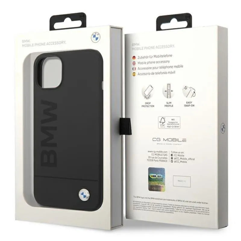BMW Silicone Signature Logo MagSafe – dėklas iPhone 14 Plus telefonui (juodas)