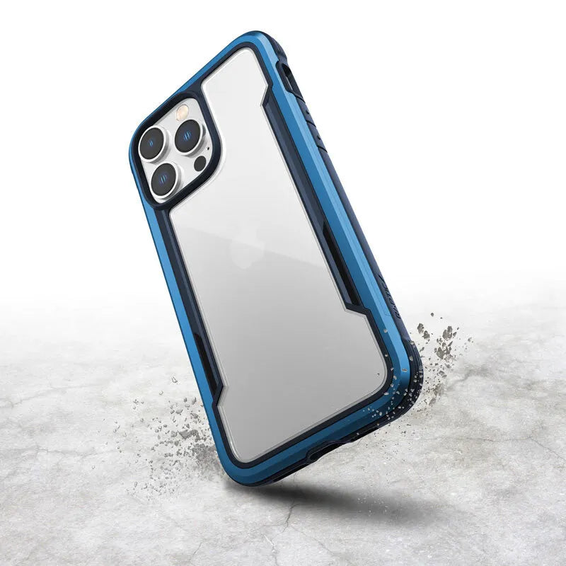 X-Doria Raptic Shield – aliumininis dėklas, skirtas iPhone 14 Pro Max (išbandytas kritimui iš 3 m aukščio) (jūrinė mėlyna)