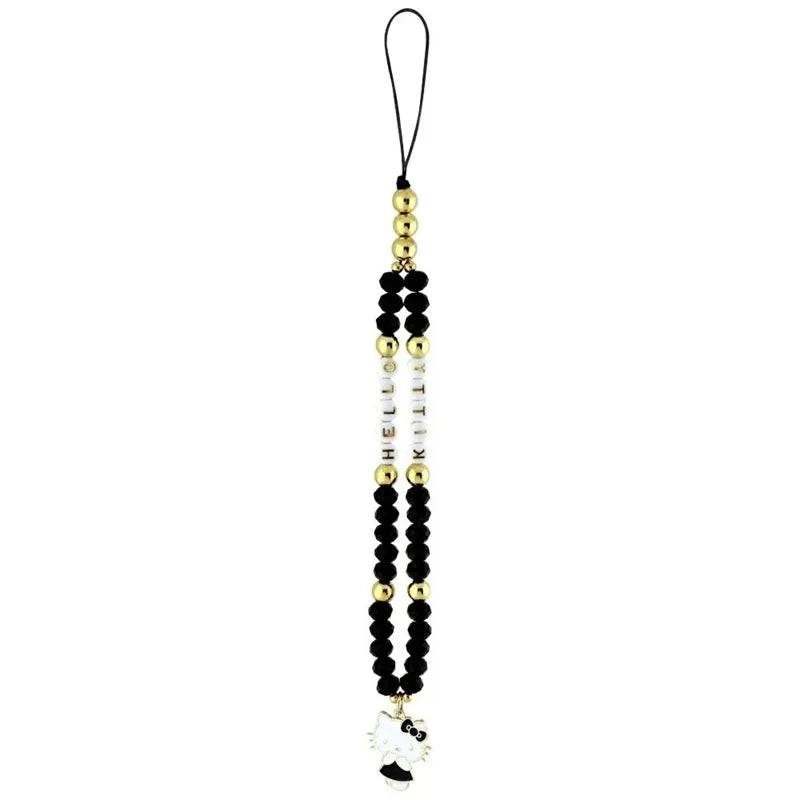 Hello Kitty Pearls and Beads Kitty Charm – Telefono pakabukas (juodas)