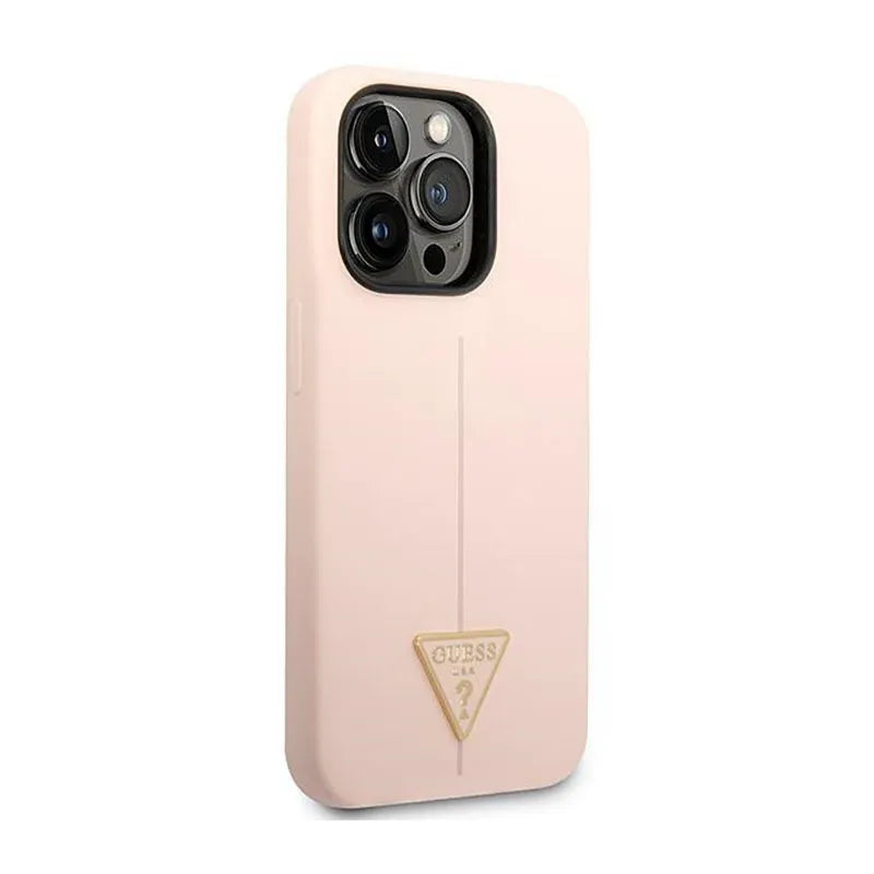 „Guess Silicone Triangle Logo“ – dėklas „iPhone 14 Pro“ telefonui (rožinis)