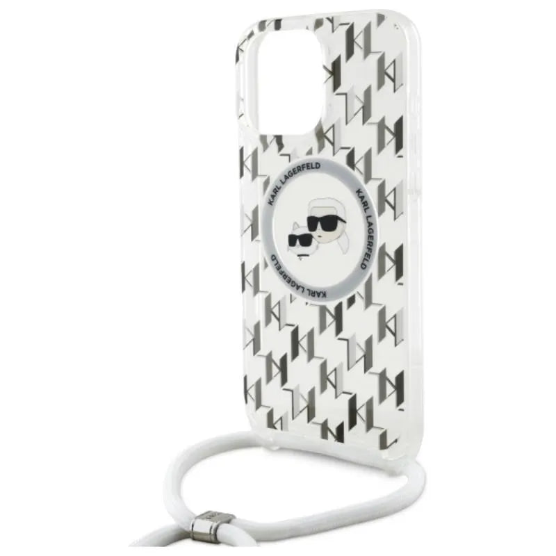 Karl Lagerfeld IML Crossbody Monogram Karl & Choupette Head MagSafe – dėklas iPhone 16 Pro Max (skaidrus)