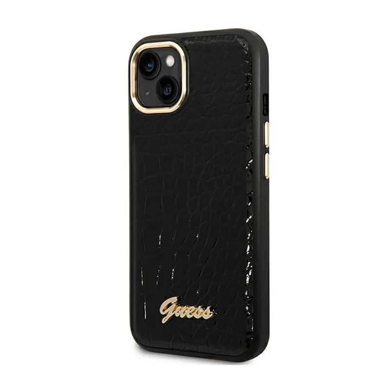Guess Croco Collection – dėklas iPhone 14 Plus (juodas)