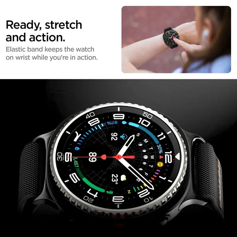 Spigen Fit Lite – dirželis Samsung Galaxy Watch 8 / 8 Classic 40 / 44 / 46 mm (juodas)