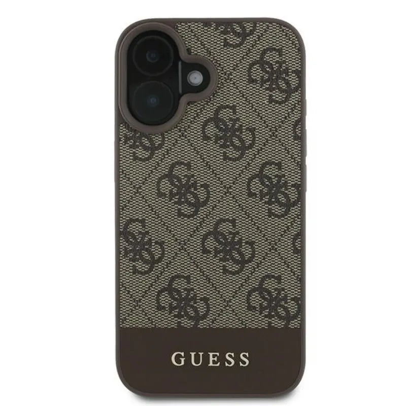 Guess 4G Bottom Stripe – dėklas iPhone 16 Plus (rudas)