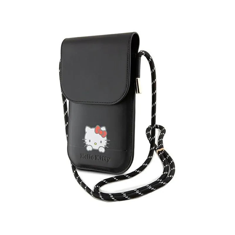 Hello Kitty Leather Daydreaming Cord – telefono krepšys su dirželiu (juodas)