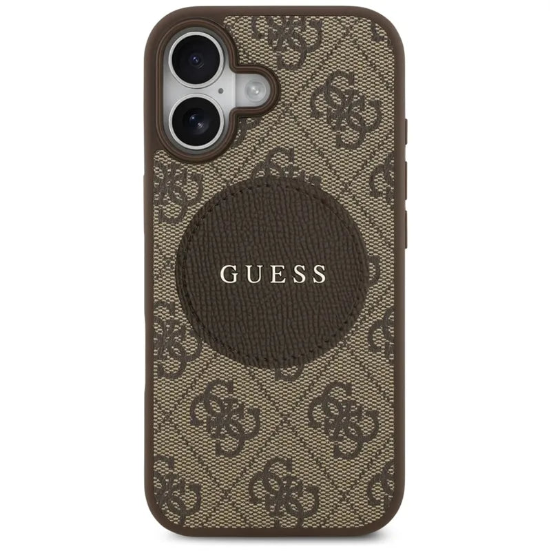 Guess 4G Circle Classic Logo MagSafe – dėklas iPhone 17 (rudas)