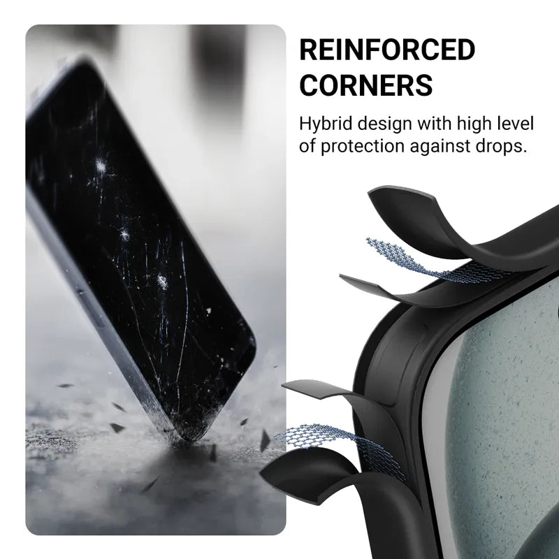 Crong Hybrid Frost MAG Cover – dėklas su MagSafe, skirtas iPhone 16 Pro Max (juodas)