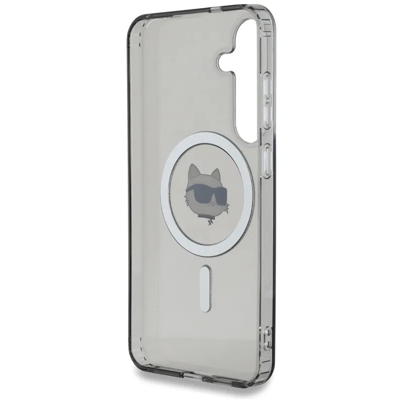 Karl Lagerfeld Button Choupette Head Printed Logo MagSafe – dėklas Samsung Galaxy S25 (juodas)