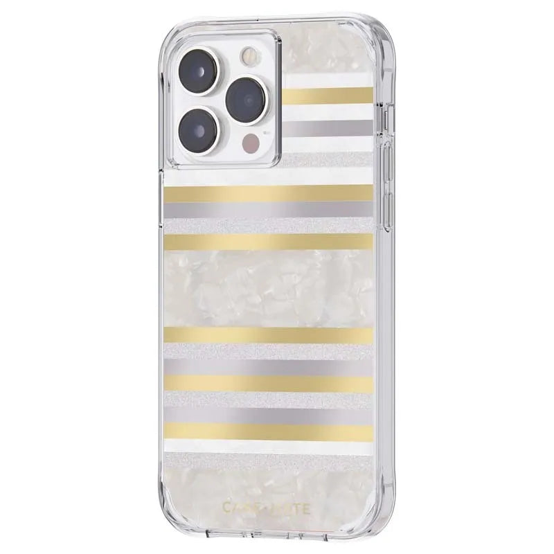Case-Mate Pearl Stripes MagSafe – perlamutru dekoruotas dėklas, skirtas iPhone 14 Pro Max (Pearl Stripes)