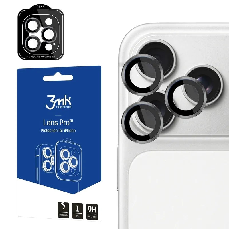 3mk Lens Protection Pro – fotoaparato objektyvo stiklas, skirtas iPhone 17 Pro / iPhone 17 Pro Max (titano pilka)
