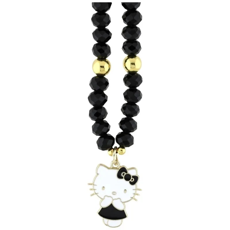 Hello Kitty Pearls and Beads Kitty Charm – Telefono pakabukas (juodas)